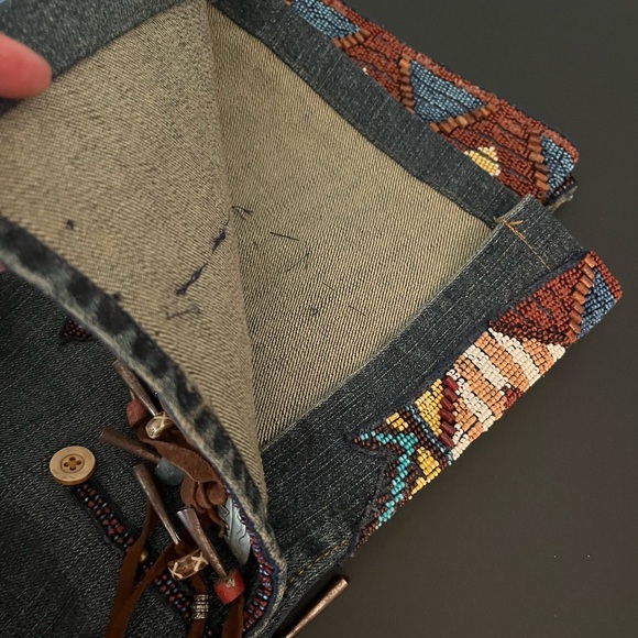 Rare Ralph Lauren Western Beaded Dungarees Jeans Womens Size 28 - Picture 6 of 6